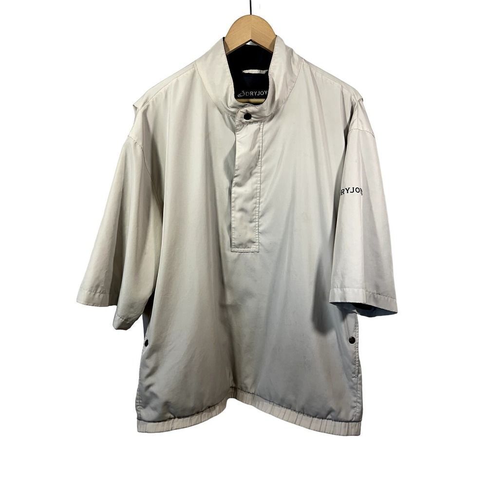 FOOTJOY DRYJOYS Men's Short Sleeve 1/2 Zip Golf Rain Jacket Beige Size Large